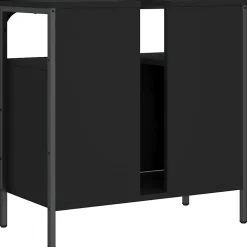 ZMH Armoire lavabo de salle de bain noir 60x30x60 cm