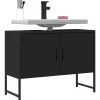 ZMH Armoire lavabo de salle de bain noir 80x33x60cm bois ingénierie