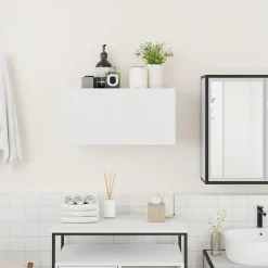 ZMH Armoire murale de bain blanc 60x25x30 cm bois d'ingénierie