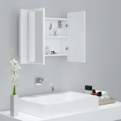 ZMH Armoire salle de bain à miroir LED Blanc 60x12x45 cm Acrylique