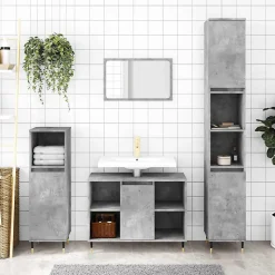 ZMH Armoire salle de bain gris béton 80x33x60cm bois d'ingénierie