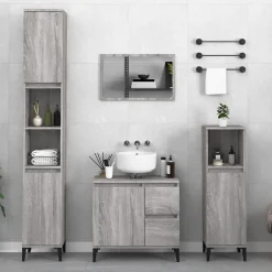 ZMH Armoire salle de bain sonoma gris 30x30x100 cm