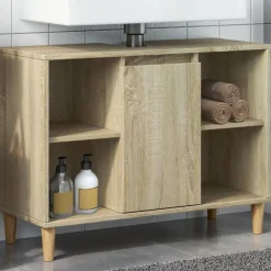 ZMH Armoire salle de bain chêne sonoma 80x33x60cm bois d'ingénierie