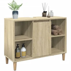 ZMH Armoire salle de bain chêne sonoma 80x33x60cm bois d'ingénierie