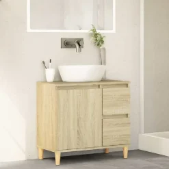 ZMH Armoire salle de bain chêne sonoma 65x33x60 cm