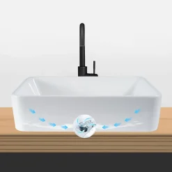 ZMH Lavabo Carré Céramique à Poser, 40x30x13cm, Effet Lotus, Blanc