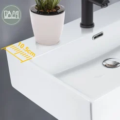 ZMH Lavabo Carré En Céramique à Poser 51x42x15cm Blanc
