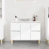 ZMH Meuble d'évier blanc 80x33x60 cm bois d'ingénierie