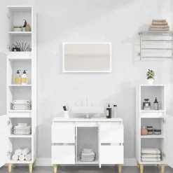 ZMH Meuble d'évier blanc 80x33x60 cm bois d'ingénierie