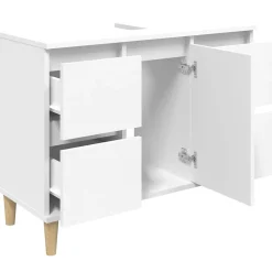 ZMH Meuble d'évier blanc 80x33x60 cm bois d'ingénierie