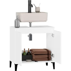 ZMH Meuble d'évier blanc 58x33x60 cm bois d'ingénierie