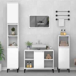ZMH Meuble d'évier blanc 80x33x60 cm bois d'ingénierie