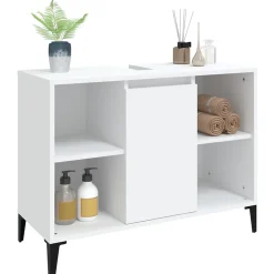 ZMH Meuble d'évier blanc 80x33x60 cm bois d'ingénierie