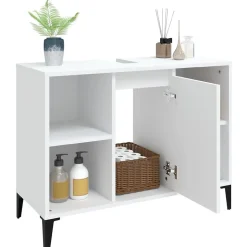 ZMH Meuble d'évier blanc 80x33x60 cm bois d'ingénierie
