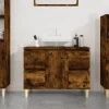 ZMH Meuble d'évier chêne fumé 80x33x60 cm bois d'ingénierie