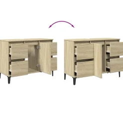 ZMH Meuble d'évier chêne sonoma 80x33x60 cm bois d'ingénierie