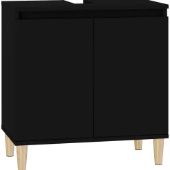 ZMH Meuble d'évier noir 58x33x60 cm bois d'ingénierie