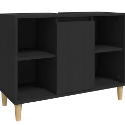 ZMH Meuble d'évier noir 80x33x60 cm bois d'ingénierie