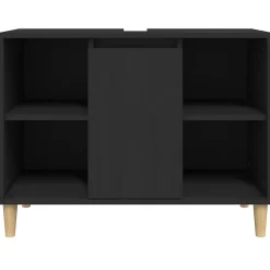 ZMH Meuble d'évier noir 80x33x60 cm bois d'ingénierie