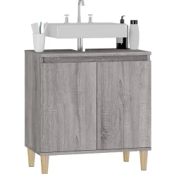 ZMH Meuble d'évier sonoma gris 58x33x60 cm bois d'ingénierie