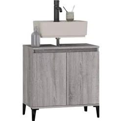 ZMH Meuble d'évier sonoma gris 58x33x60 cm bois d'ingénierie