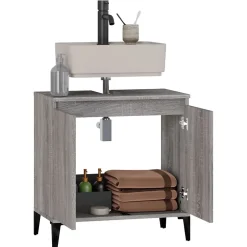 ZMH Meuble d'évier sonoma gris 58x33x60 cm bois d'ingénierie