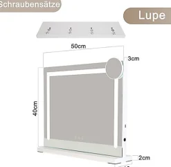 ZMH Miroir de Maquillage Éclairant 50x40cm avec 3 Modes de Lumière et Intensité Variable