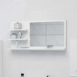 ZMH Miroir de salle de bain blanc 90x10,5x45 cm
