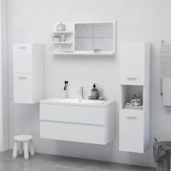 ZMH Miroir de salle de bain blanc 90x10,5x45 cm