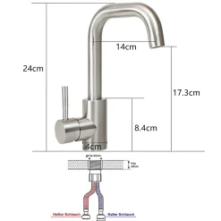 ZMH Mitigeur de lavabo moderne en acier inoxydable pour salle de bain avec douche extractible