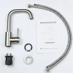 ZMH Mitigeur de lavabo moderne en acier inoxydable pour salle de bain avec douche extractible