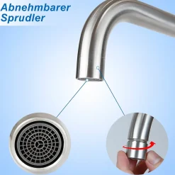 ZMH Mitigeur de lavabo moderne en acier inoxydable pour salle de bain avec douche extractible