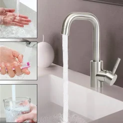 ZMH Mitigeur de lavabo moderne en acier inoxydable pour salle de bain avec douche extractible