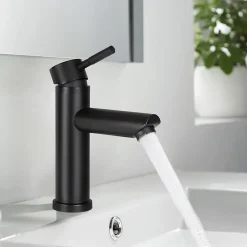 ZMH Robinet de Lavabo Noir à Haute Pression avec Mitigeur à Une Poignée pour Cuisine