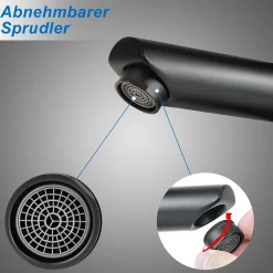 ZMH Robinet de Lavabo Noir à Haute Pression avec Mitigeur à Une Poignée pour Cuisine